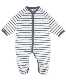 Pijama Bebe Petit Bateau Rayas Gris Corchetes