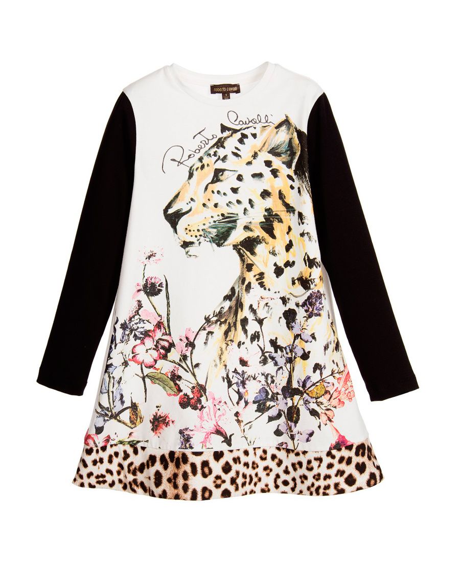 Vestido Niña Marfil y Negro Roberto Cavalli Jaguar - Ro Infantil Vestido Niña Marfil y Negro Roberto Cavalli Jaguar - Ro Infantil