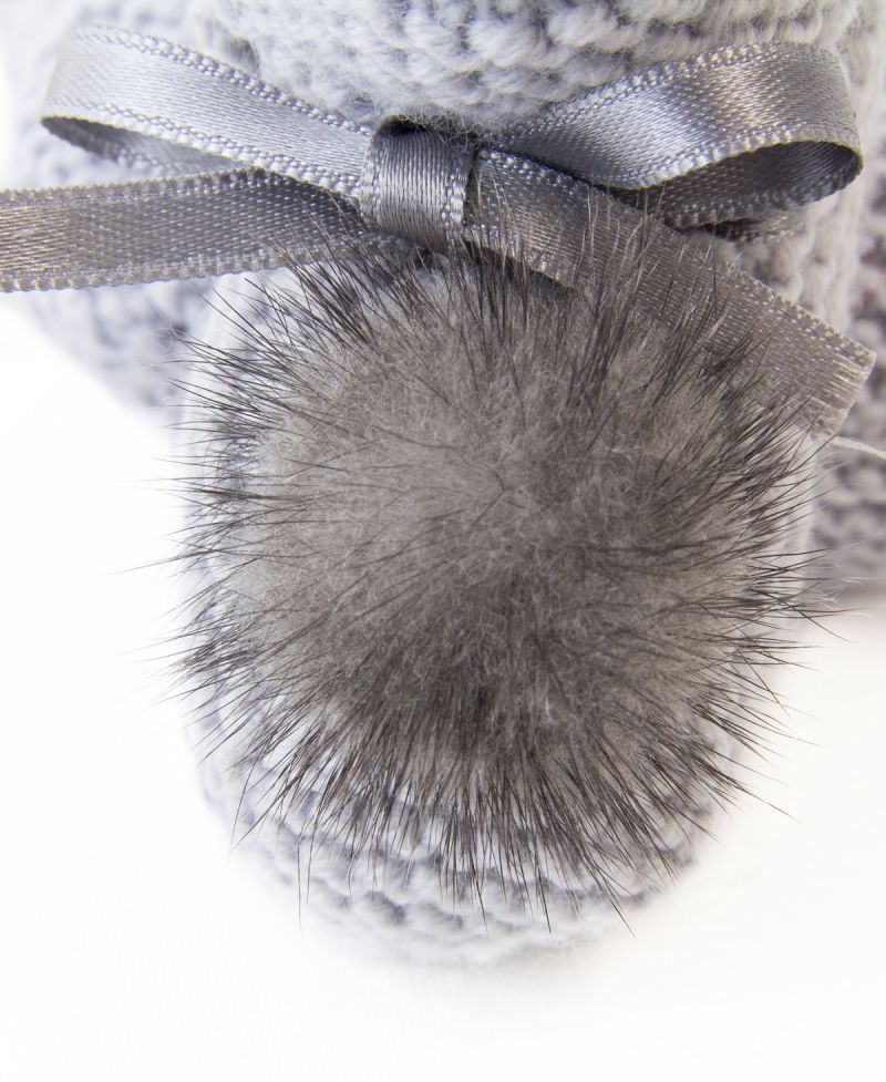 Patucos Bebe RO INFANTIL Punto Gris Pompon - Ro Infantil