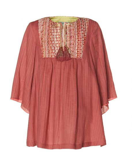 Vestido Bambula Rosa NANOS Niña Bordado