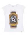 Camiseta Niña MISS GRANT Blanca Reloj Strass