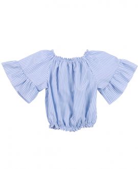 Blusa Niña MICROBE Azul Rayas Manga Ancha