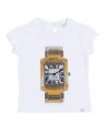 Camiseta Niña MICROBE Blanca Reloj Strass