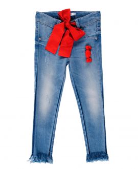 Pantalon Vaquero Niña L:U L:U Lazo Rojo