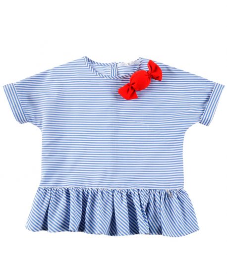 Camisa Niña L:U L:U Azul Rayas caramelo Rojo