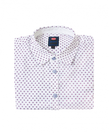 Camisa Niño BUGATTI Blanca Detalles Rojo