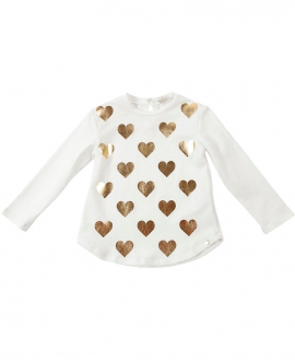 Camiseta Niña MICROBE Corazones Dorados