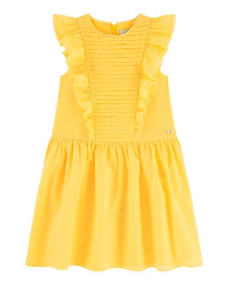 Vestido Niña TARTINE ET CHOCOLAT Pliegues y Volantes Amarillo - Ro Infantil Vestido Niña TARTINE ET CHOCOLAT Pliegues y Volantes Amarillo - Ro Infantil