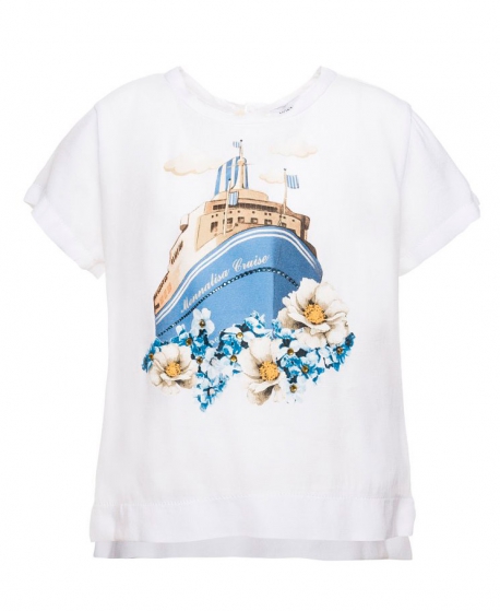 Camiseta Niña MONNALISA Blanca Barco