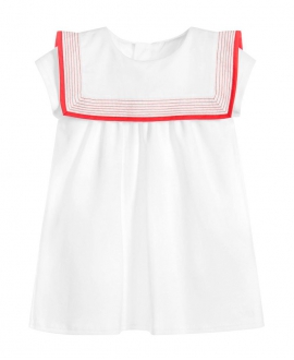 Vestido Bebe Niña CHLOÉ Cuello Marinero Costura Rojo