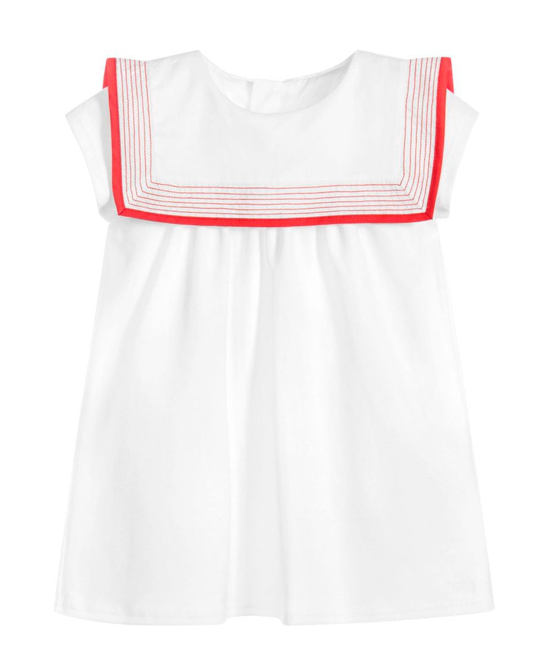 Vestido Bebe Niña CHLOÉ Cuello Marinero Costura Rojo - Ro Infantil Vestido Bebe Niña CHLOÉ Cuello Marinero Costura Rojo - Ro Infantil