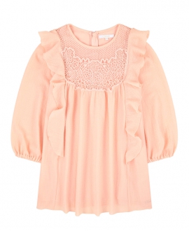 Vestido Niña CHLOÉ Collar Pelo Rosa Crepe