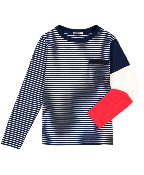 Camiseta Niño MONCLER Rayas Manga Tricolor