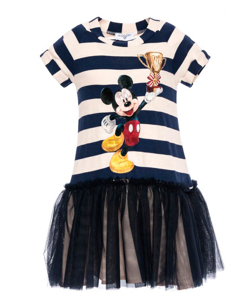 difícil Adiós Grande Vestido Niña MONNALISA Mickey Falda Tul - Ro Infantil