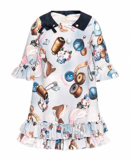 Vestido Niña MONNALISA Azul Estampado Cenicienta