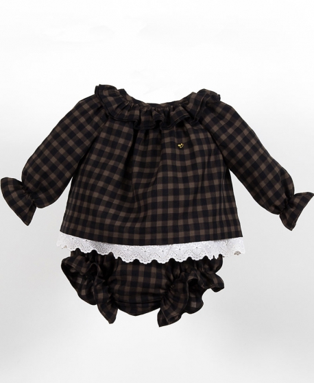 Conjunto Bebe Niña CASILDA Y JIMENA Vichy Negro