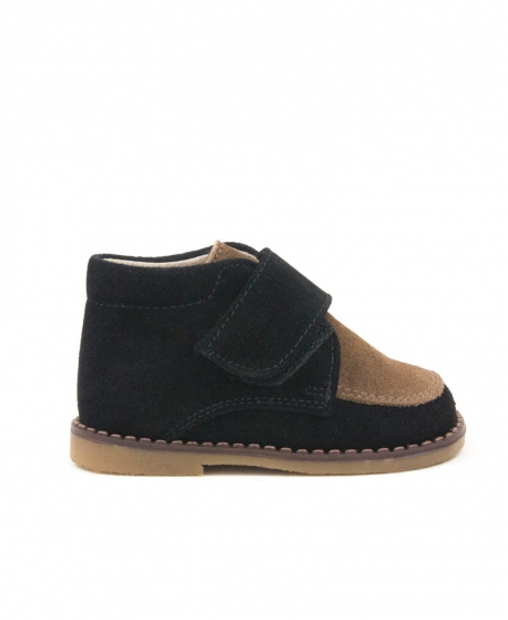 Zapato Bebe Niño ELI Ante Negro Camel