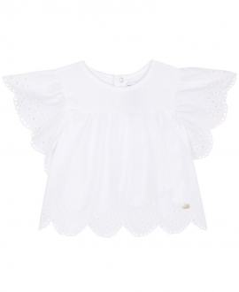 Camiseta Bebe Niña TARTINE ET CHOCOLAT Blanca Perforada