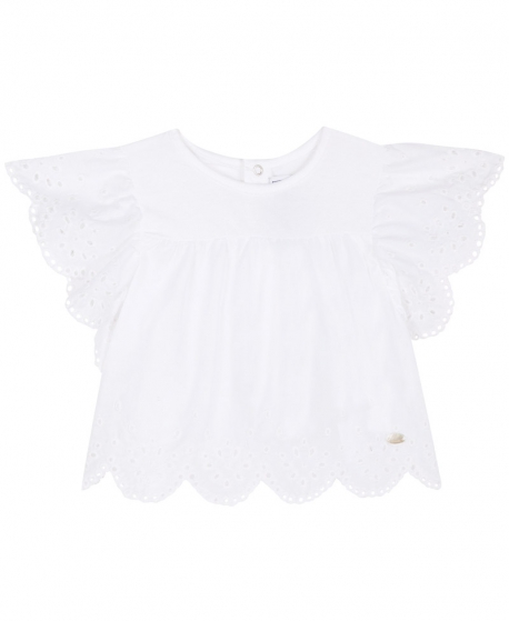 Camiseta Bebe Niña TARTINE ET CHOCOLAT Blanca Perforada