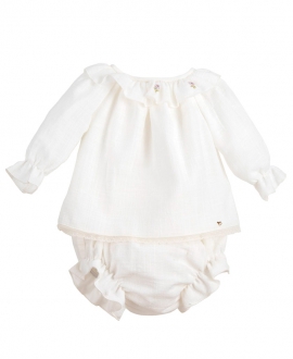 Vestido Niña CASILDA Y JIMENA Lino Beige Nude - Ro Infantil