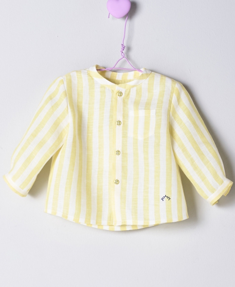 Camisa Lino Amarillo Bebé Niño NANOS Rayas