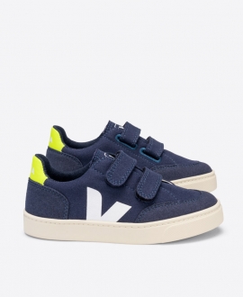 Zapatilla VEJA V-12 Velcro Canvas Marino Flúor