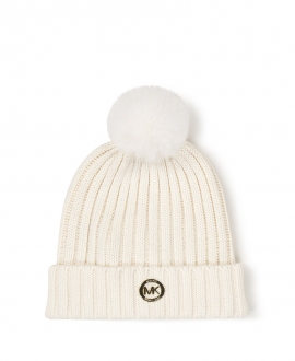 Gorro Niña MICHAEL KORS Marfil Pompón