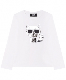 Camiseta Niña KARL LAGERFELD Blanca Choupette Brillo