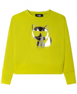 Sudadera Niña KARL LAGERFELD Amarilla Choupette Brillo