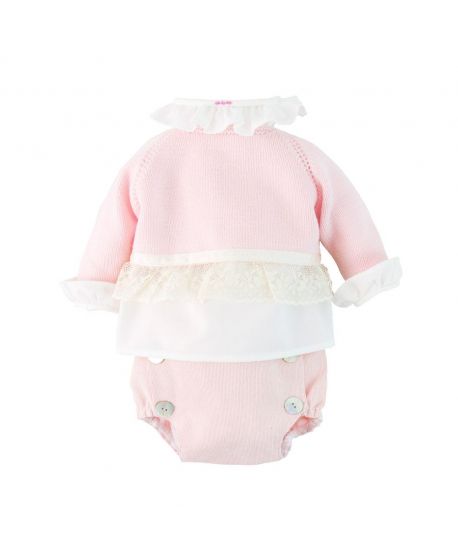 Conjunto Bebe Ro Infantil Puntilla Rosa