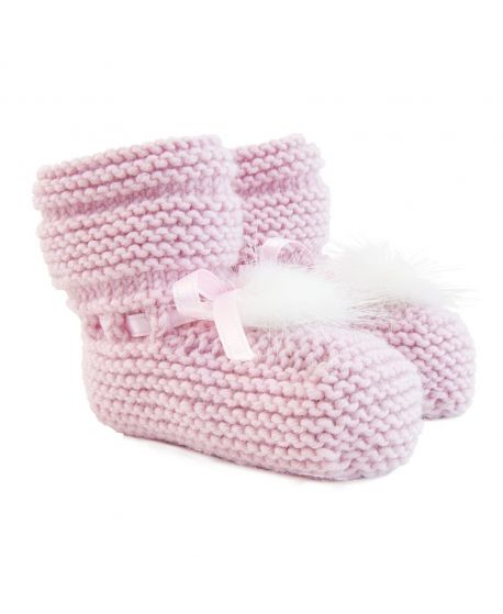 Patucos Bebe Ro Infantil Punto Rosa Pompon - Ro Infantil