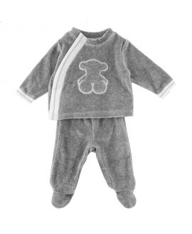 Pijama Bebe Baby Tous Gris Detalles Blancos