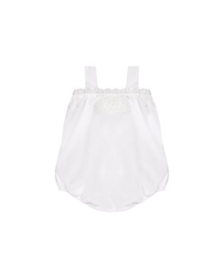 Ranita Bebe Niña Bonnet a Pompon Blanca Puntilla