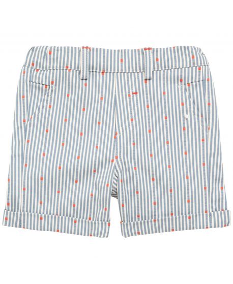 Pantalon Corto Bebe Niño Rayas Detalles Naranja