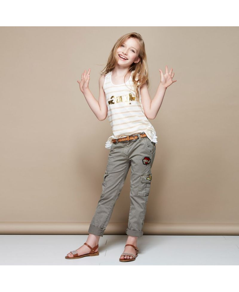 Pantalon Niña Gaudi Verde Bolsillos - Ro Infantil